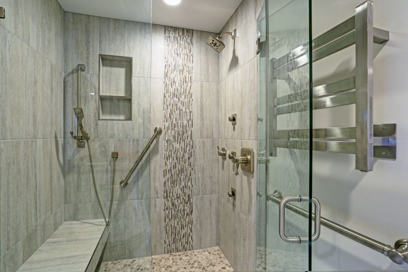 Contemporary Shower with Geometric Tile Pattern